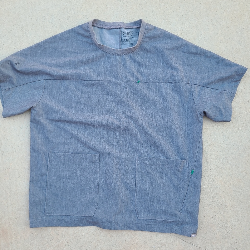 Figs Blue and Gray Classic Crew Neck T-Shirt